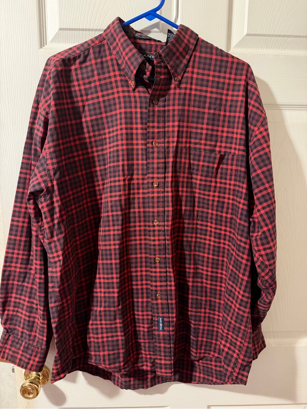 Gant Men's Red and Black Plaid Button-Down Shirt